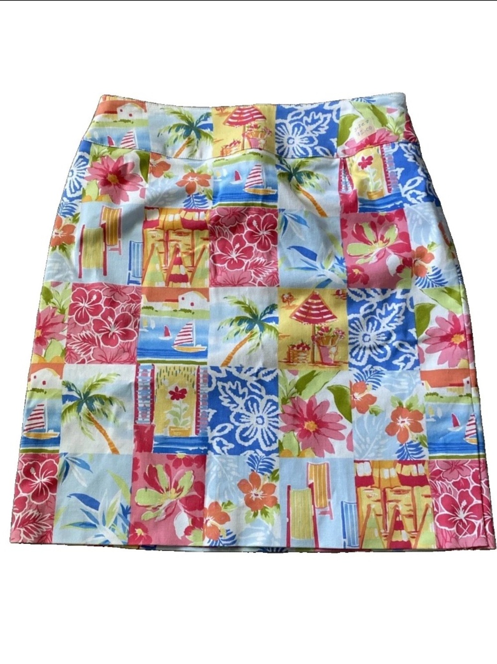 Talbots Skirt Womens 8 Colorful Tropical Beach  Floral Pencil Straight Side Zip